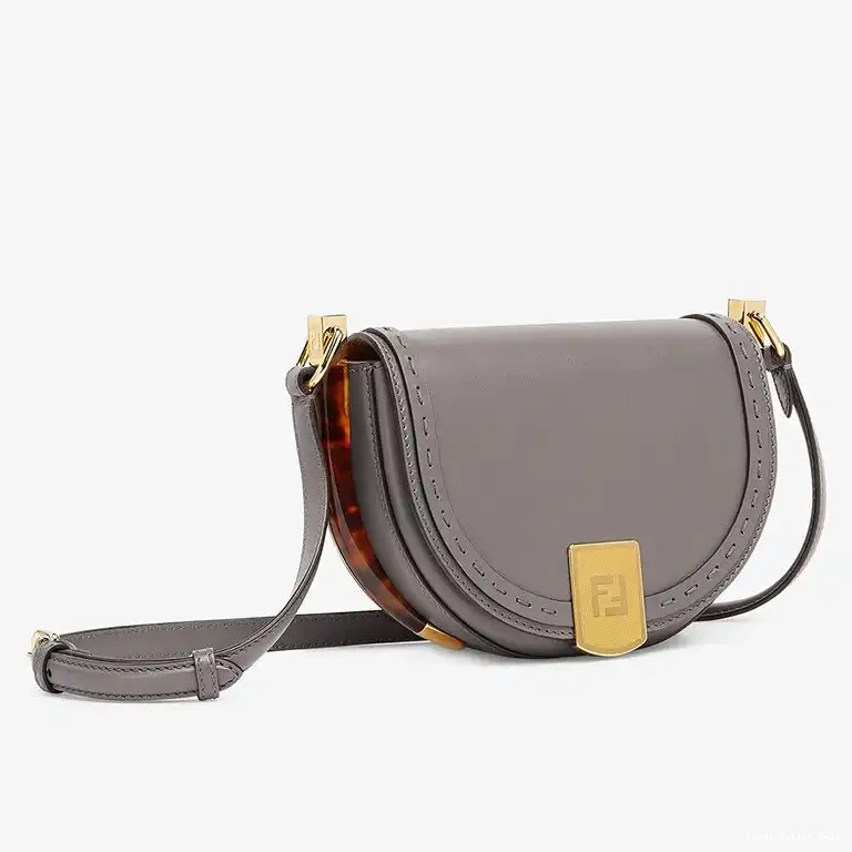 Affordable ROMA Moonlight Bag Grey Leather Calf In Logo Fendi 0512